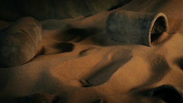Ancient Jar Is Picked Up In Cave Or Temple