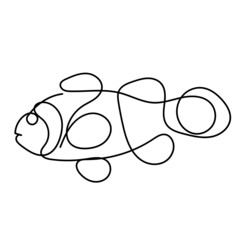 clownfish continuous line drawing. One line art 