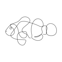 clownfish continuous line drawing. One line art 