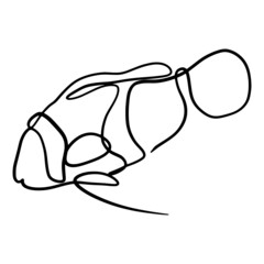 clownfish continuous line drawing. One line art 
