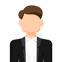 Formal suit man in simple flat vector, personal profile icon or symbol, people concept vector illustration.