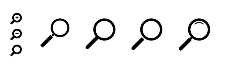 Magnifying Glass Icon Set. Collection of simple magnifying glass Vector Symbol Icons for Search or Zoom