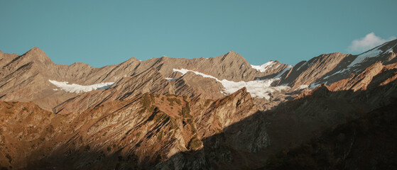 Panoramic view of snowy mountains