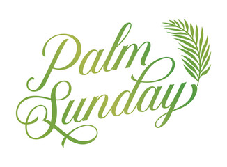 Palm Sunday Leaf and Text Holiday Theme Illustration