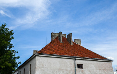 Tiled roof of two storeys palace of Prince Stanislaw Lubomirski located at territory of Dubno...