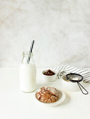 Chocolate brownie cookies in powdered sugar. Chocolate Crinkles.