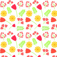 seamless pattern with flowers and plants