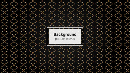 Background pattern big waves gold and background black vector