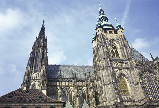 Low angle view of St. Vitus Cathedral, Prague, Czech Republic