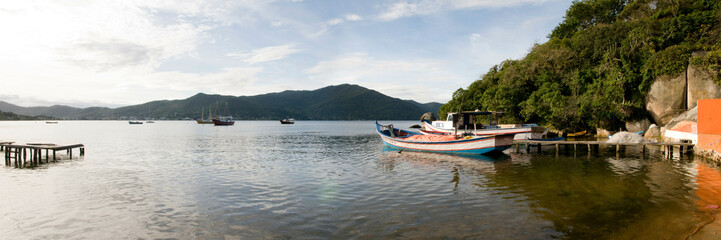 Boats in a lake, Florianopolis, Santa Catarina, Brazil