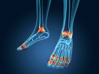 X-ray view of inflamed foot bones