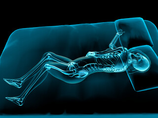 X-ray view of a woman sleeping
