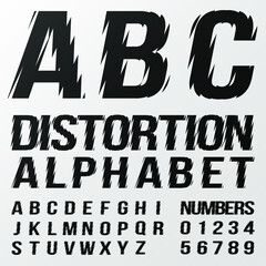 Refraction and Distortion alphabet and numbers. Refraction and Distortion Glass Effect. Eps10 vector.