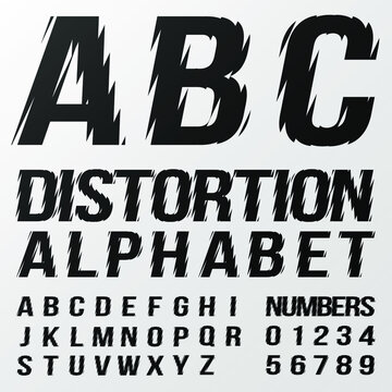 Refraction and Distortion alphabet and numbers. Refraction and Distortion Glass Effect. Eps10 vector.