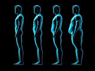 Four men gaining weight, X-ray image