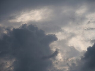 Rising thunderstorm with dark clouds in the sky