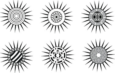 Boho sun decorated by abstract line