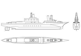 USS Indianapolis war ship outline vector. Military vehicle template vector isolated on white. © kurtcan