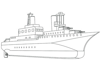 Obraz premium USS Indianapolis war ship outline vector. Military vehicle template vector isolated on white.