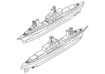 USS Indianapolis war ship outline vector. Military vehicle template vector isolated on white.