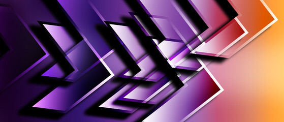 Arrow lines technology with shadows and lights on gradient background