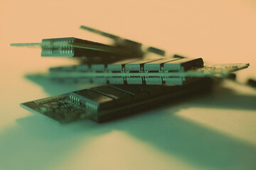 Close-up of computer circuit components