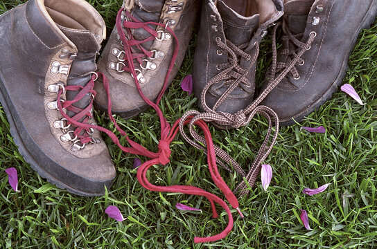 High angle view of shoes