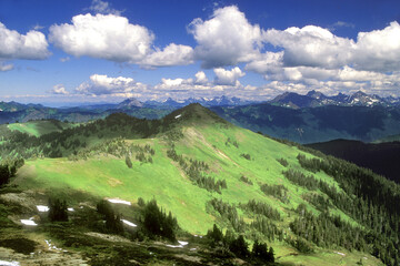 High angle view of a mountain range, Mount Baker Wilderness, Washington State, USA
