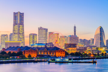 Yokohama skyline city - obrazy, fototapety, plakaty