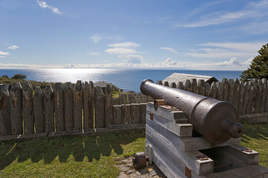 Cannon pointing towards the sea, Fort Bulnes, Magellanes, Chile