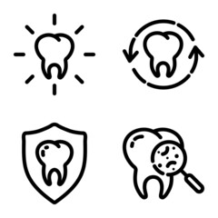 Dental Flat Icon Set Isolated On White Background