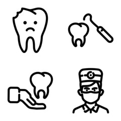 Dental Flat Icon Set Isolated On White Background