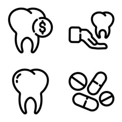Dental Flat Icon Set Isolated On White Background