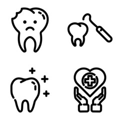 Dental Flat Icon Set Isolated On White Background