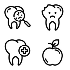 Dental Flat Icon Set Isolated On White Background