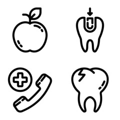 Dental Flat Icon Set Isolated On White Background