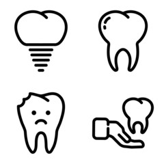 Dental Flat Icon Set Isolated On White Background