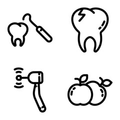 Dental Flat Icon Set Isolated On White Background