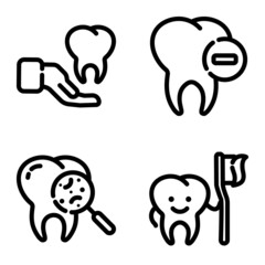 Dental Flat Icon Set Isolated On White Background