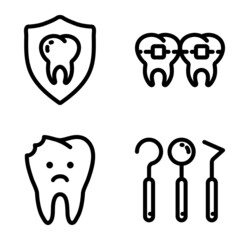 Dental Flat Icon Set Isolated On White Background
