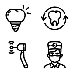 Dental Flat Icon Set Isolated On White Background