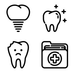 Dental Flat Icon Set Isolated On White Background