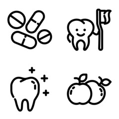 Dental Flat Icon Set Isolated On White Background