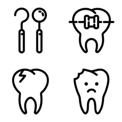 Dental Flat Icon Set Isolated On White Background
