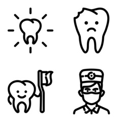 Dental Flat Icon Set Isolated On White Background