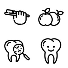 Dental Flat Icon Set Isolated On White Background