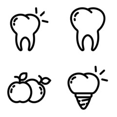 Dental Flat Icon Set Isolated On White Background