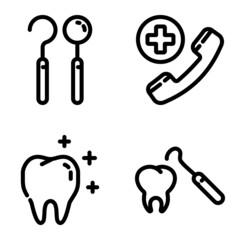 Dental Flat Icon Set Isolated On White Background