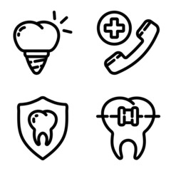 Dental Flat Icon Set Isolated On White Background