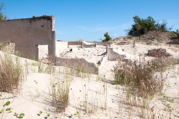 ruins of the house in sand